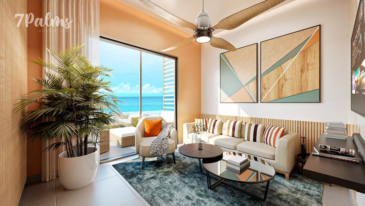 Rendering of an apartment living room