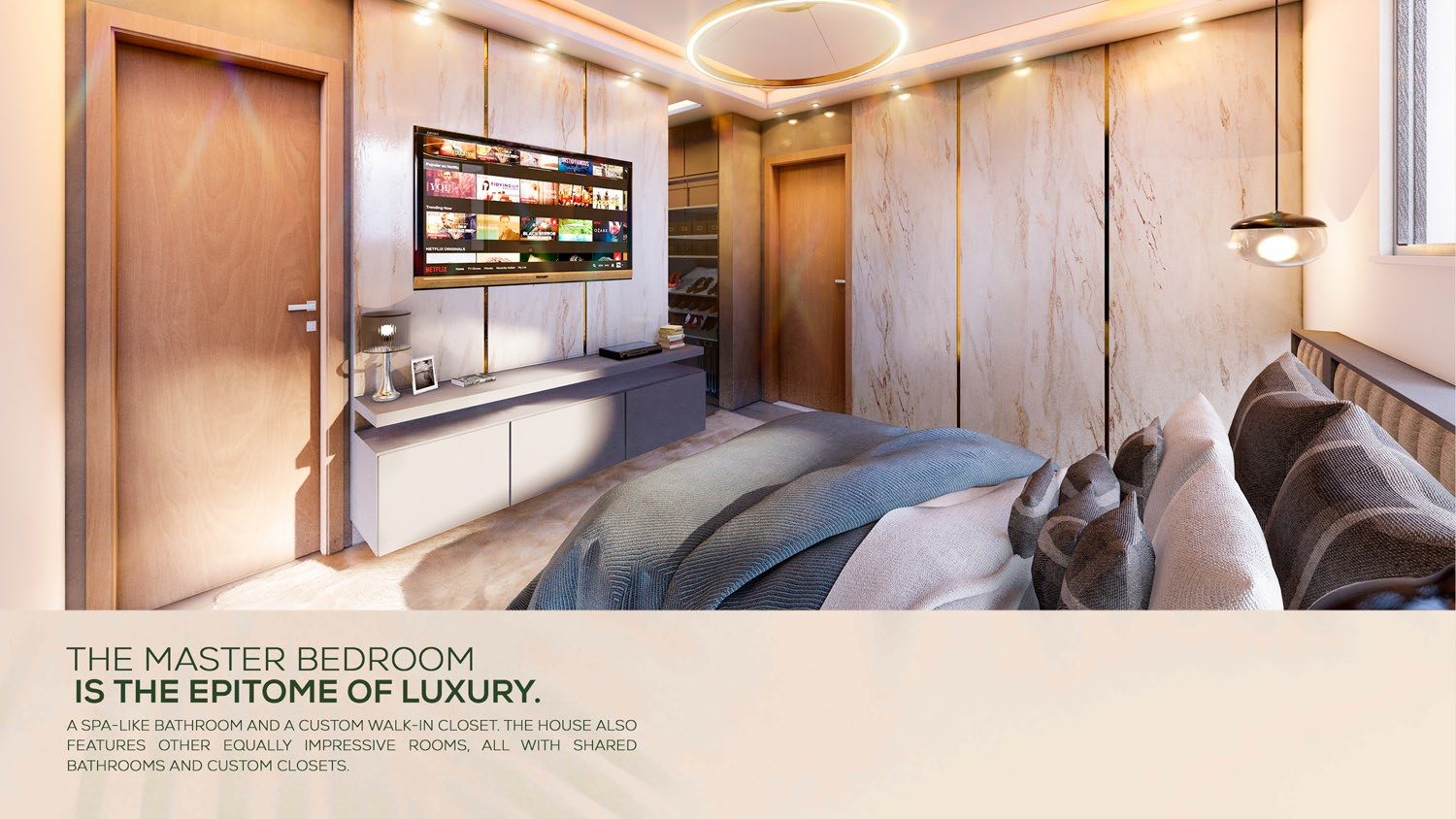Rendering of a 7Palms Privé master bedroom