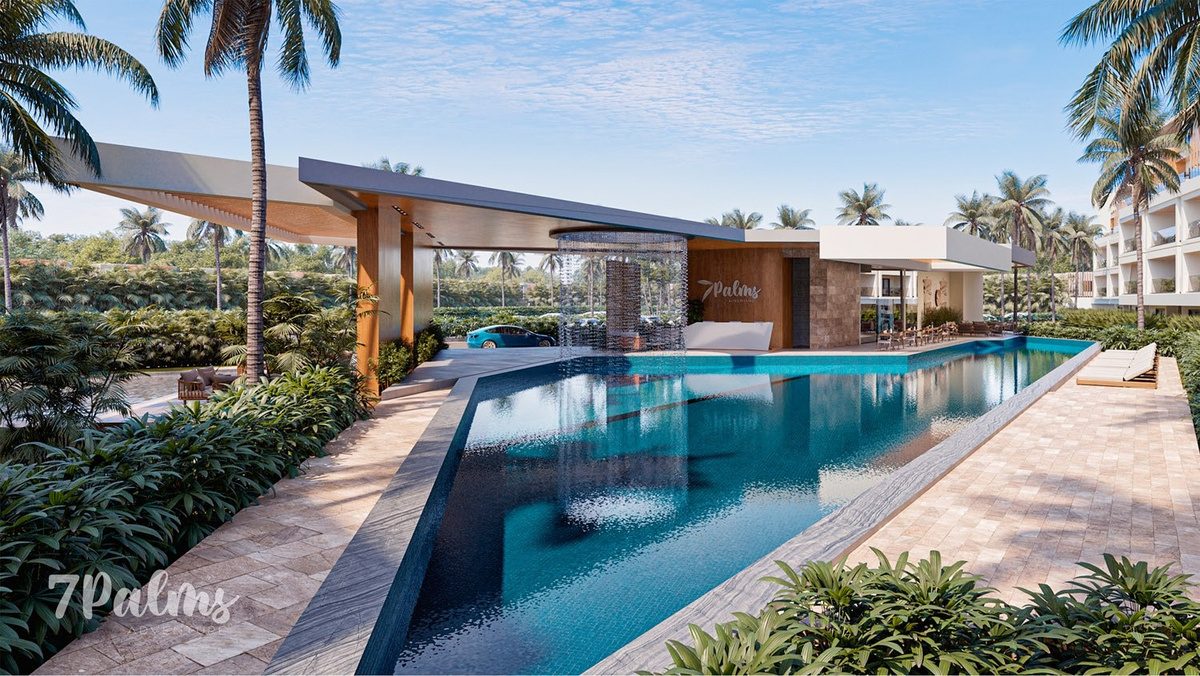 Rendering of the pool and lounge area