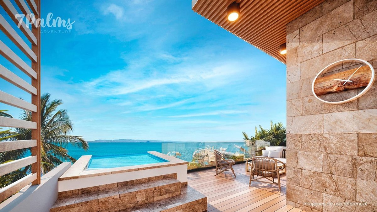 Rendering of a penthouse terrace with jacuzzi and sea view